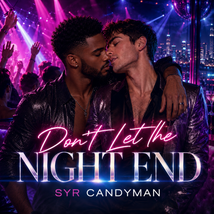 Don't Let The Night End album art - two men kissing in a dance club