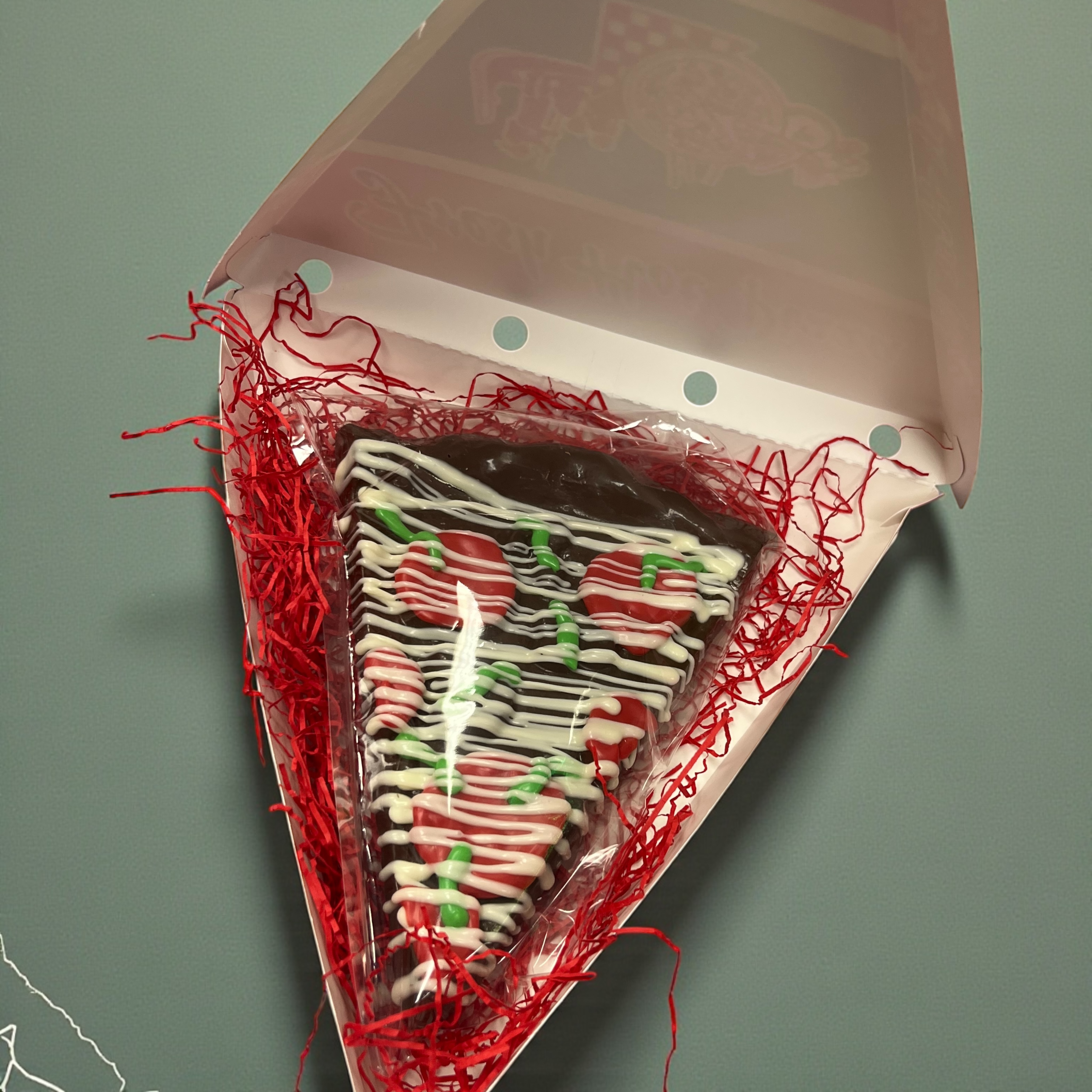 Potato chip pizza slice in box