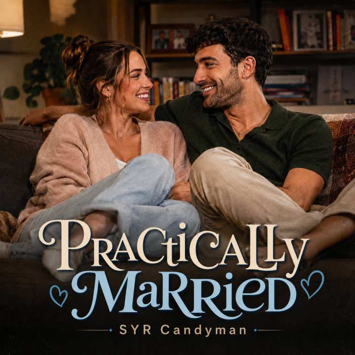 Practically Married album cover a man and woman chatting and cuddled up on the couch