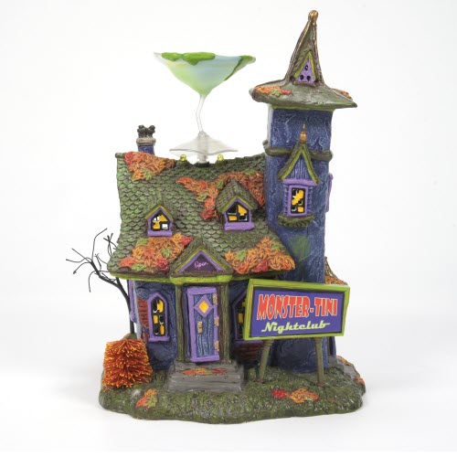 Haunted nightclub figurine with martini glass on roof