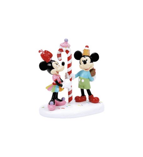 Mickey and Minnie figurine with candy and candy cane