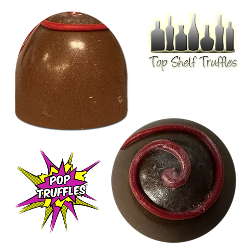 Chocolate Covered Strawberries & Cream Truffle side and top view