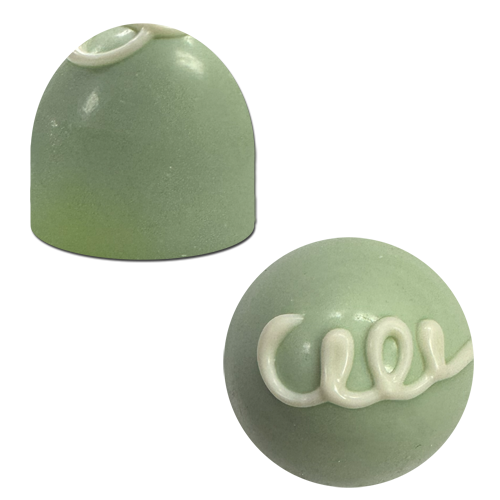 Top and side view of Key Lime Cheesecake Truffles light green with white swirl