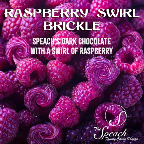 Raspberry Swirl Brickle label - purple and pink fresh raspberries
