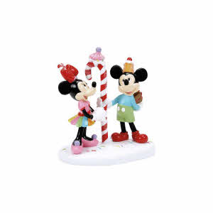 Mickey and Minnie figurine with candy and candy cane