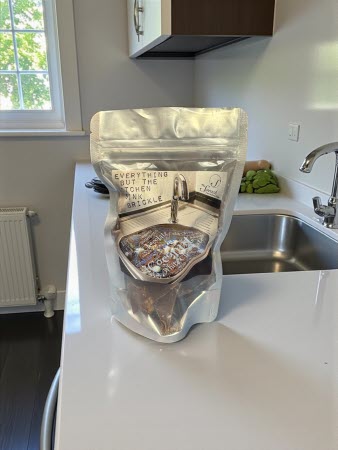 Everything But The Kitchen Sink Brickle package on kitchen counter