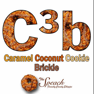 C3b label with image of a coconut, caramel, chocolate cookie